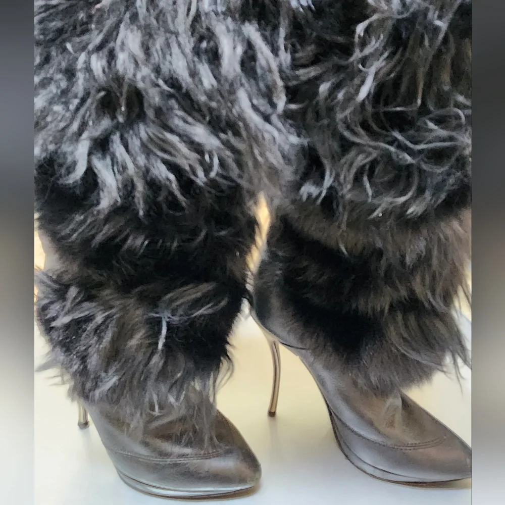 Vero Cuoio Women's Genuine Leather and Fur Knee High Boots, size 38 IT, 8 US - Picture 5 of 12